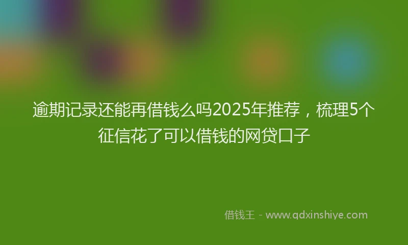 逾期记录还能再借钱么吗2025年推荐，梳理5个征信花了可以借钱的网贷口子