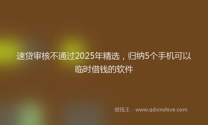 速贷审核不通过2025年精选，归纳5个手机可以临时借钱的软件