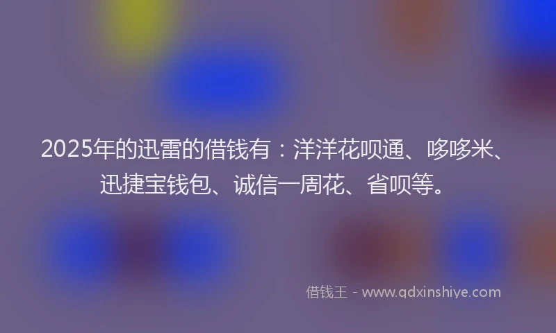 2025年的迅雷的借钱有：洋洋花呗通、哆哆米、迅捷宝钱包、诚信一周花、省呗等。