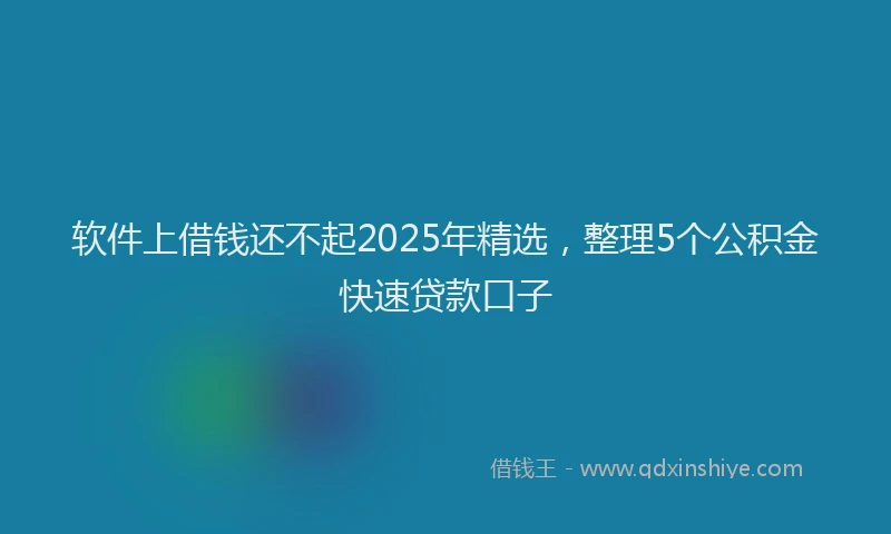 软件上借钱还不起2025年精选，整理5个公积金快速贷款口子