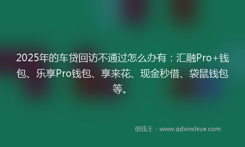 2025年的车贷回访不通过怎么办有：汇融Pro+钱包、乐享Pro钱包、享来花、现金秒借、袋鼠钱包等。