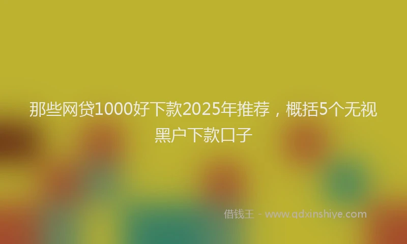 那些网贷1000好下款2025年推荐，概括5个无视黑户下款口子