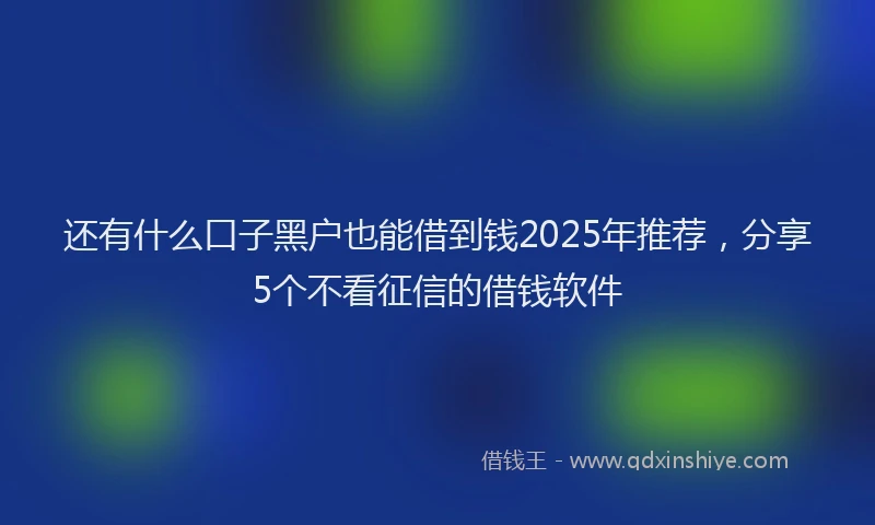 还有什么口子黑户也能借到钱2025年推荐，分享5个不看征信的借钱软件