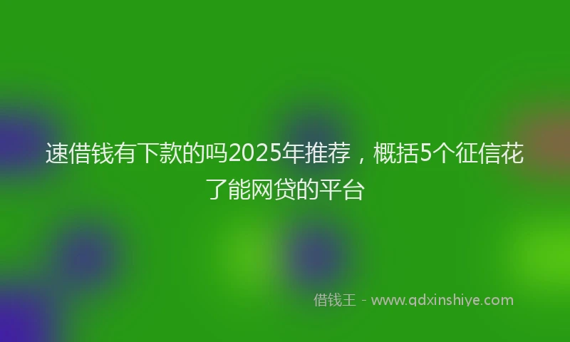 速借钱有下款的吗2025年推荐，概括5个征信花了能网贷的平台