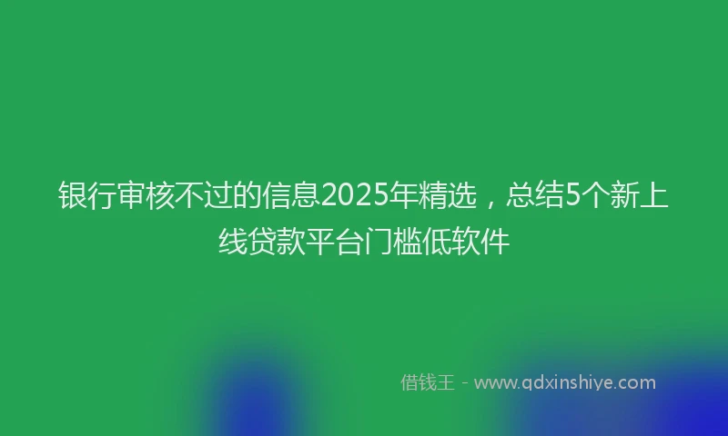 银行审核不过的信息2025年精选，总结5个新上线贷款平台门槛低软件