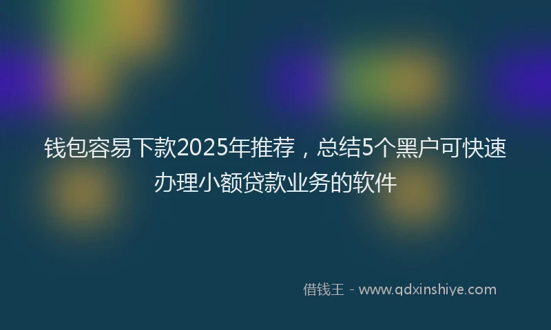 钱包容易下款2025年推荐，总结5个黑户可快速办理小额贷款业务的软件