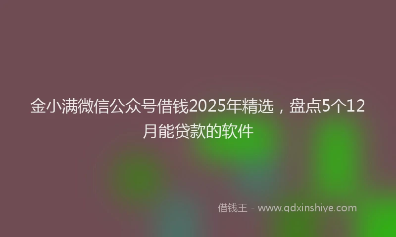 金小满微信公众号借钱2025年精选，盘点5个12月能贷款的软件