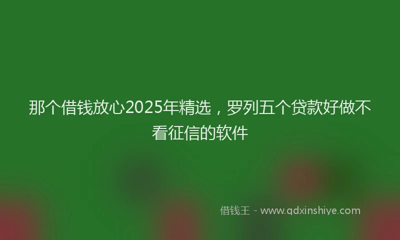 那个借钱放心2025年精选，罗列五个贷款好做不看征信的软件