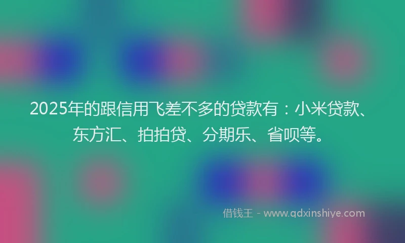 2025年的跟信用飞差不多的贷款有：小米贷款、东方汇、拍拍贷、分期乐、省呗等。