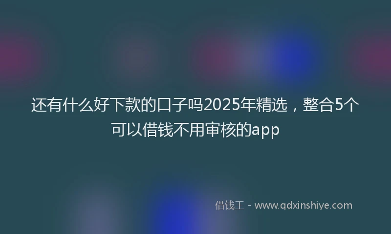 还有什么好下款的口子吗2025年精选，整合5个可以借钱不用审核的app