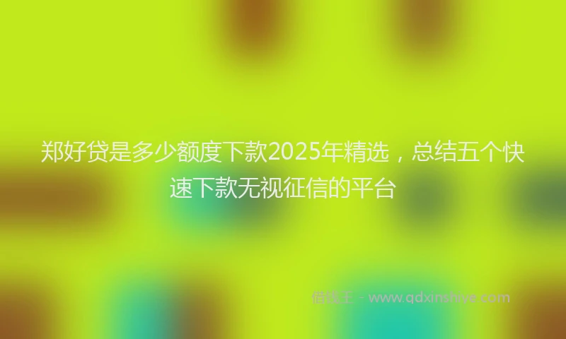 郑好贷是多少额度下款2025年精选，总结五个快速下款无视征信的平台