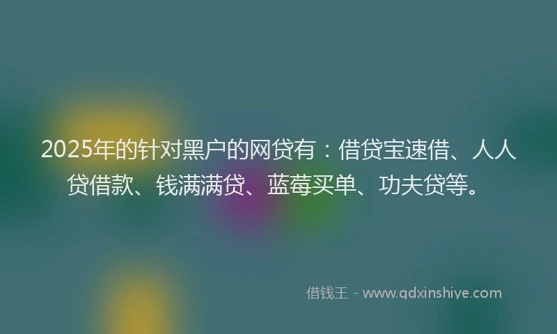2025年的针对黑户的网贷有：借贷宝速借、人人贷借款、钱满满贷、蓝莓买单、功夫贷等。