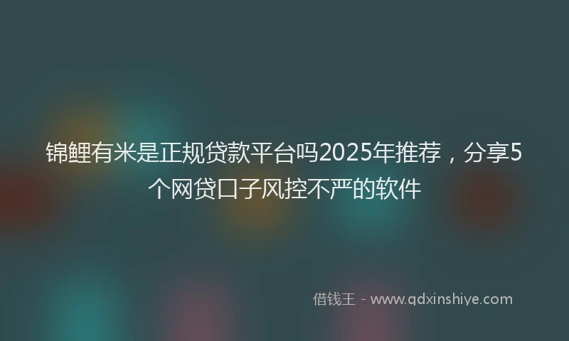 锦鲤有米是正规贷款平台吗2025年推荐，分享5个网贷口子风控不严的软件
