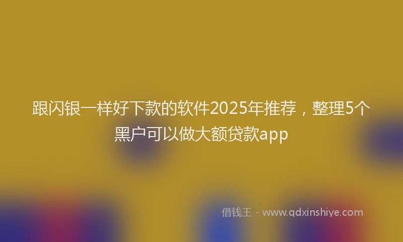 跟闪银一样好下款的软件2025年推荐，整理5个黑户可以做大额贷款app