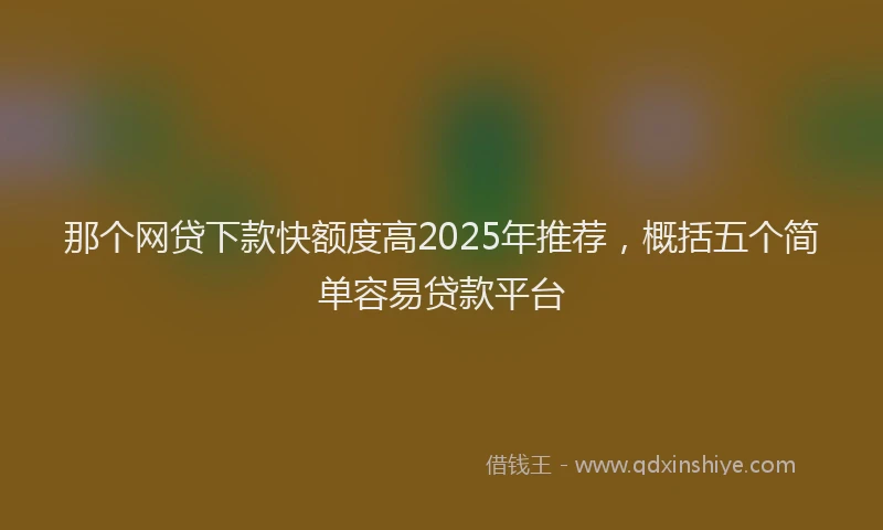那个网贷下款快额度高2025年推荐，概括五个简单容易贷款平台