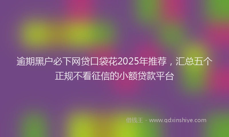 逾期黑户必下网贷口袋花2025年推荐，汇总五个正规不看征信的小额贷款平台