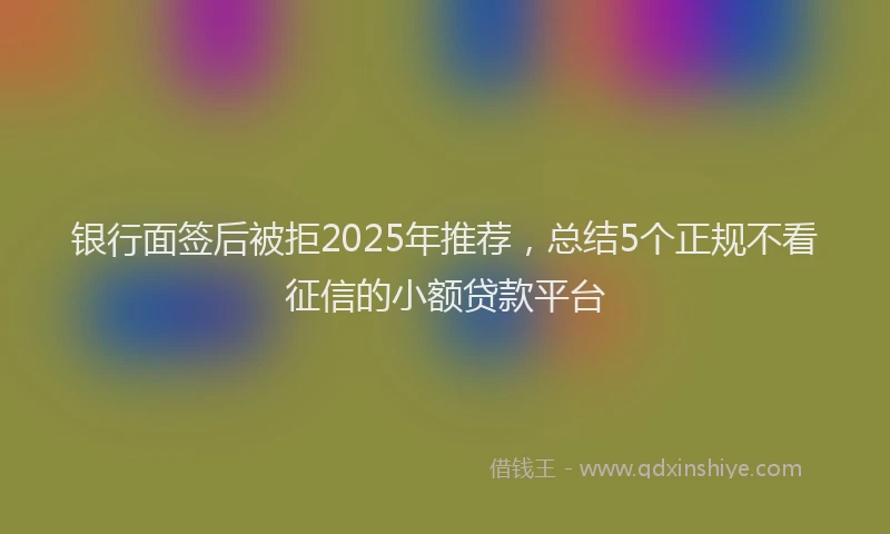 银行面签后被拒2025年推荐，总结5个正规不看征信的小额贷款平台