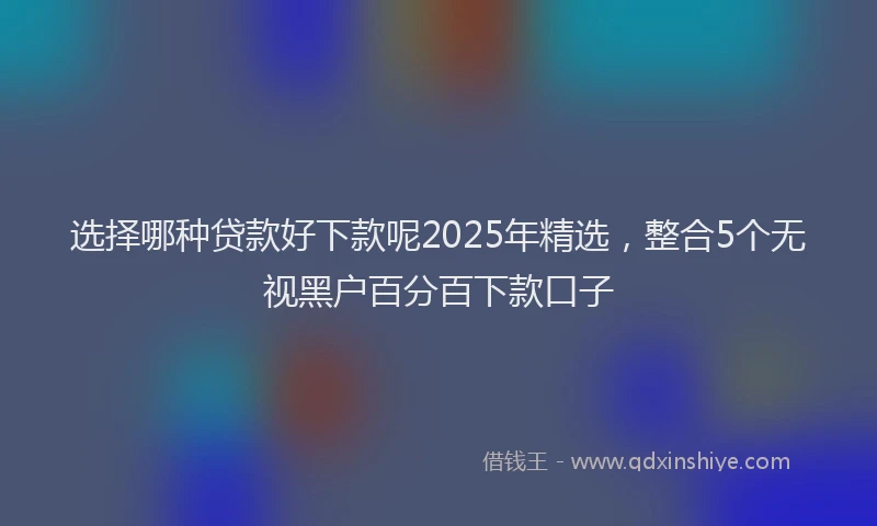 选择哪种贷款好下款呢2025年精选，整合5个无视黑户百分百下款口子