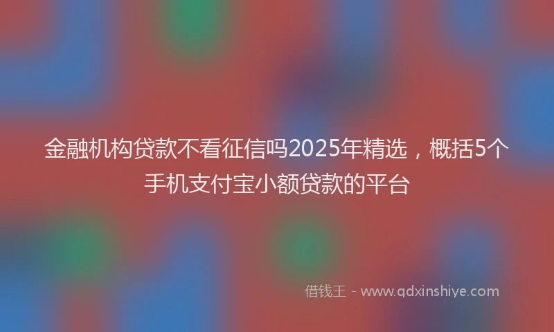 金融机构贷款不看征信吗2025年精选，概括5个手机支付宝小额贷款的平台