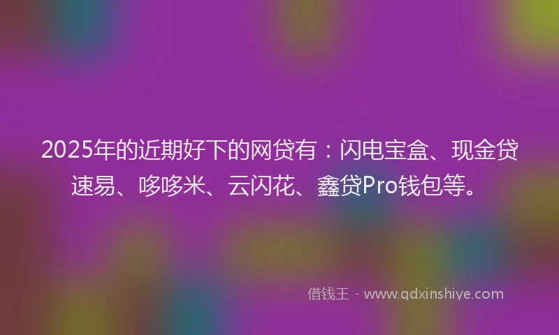 2025年的近期好下的网贷有：闪电宝盒、现金贷速易、哆哆米、云闪花、鑫贷Pro钱包等。
