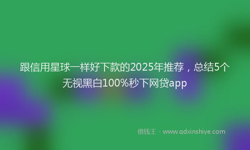 跟信用星球一样好下款的2025年推荐，总结5个无视黑白100%秒下网贷app