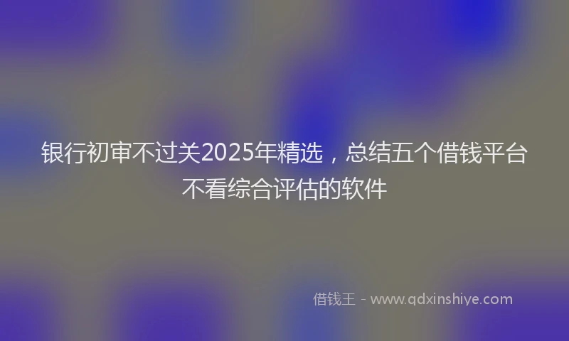 银行初审不过关2025年精选，总结五个借钱平台不看综合评估的软件