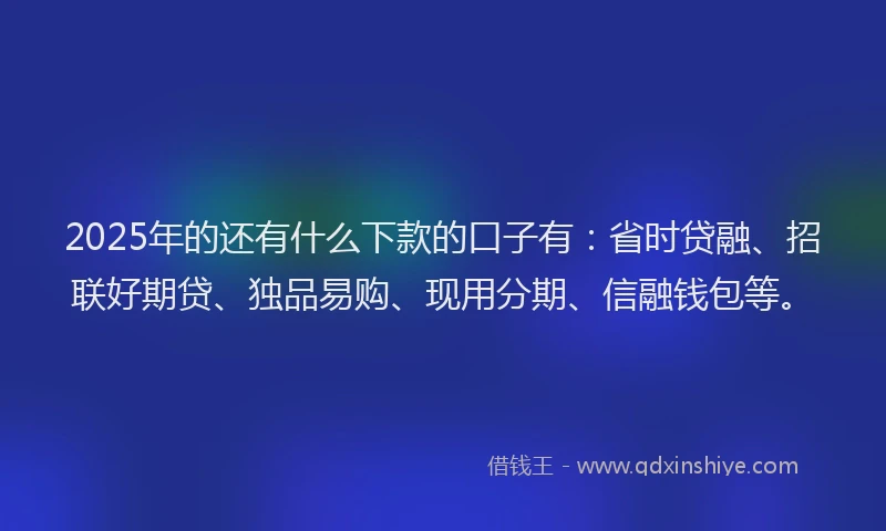 2025年的还有什么下款的口子有：省时贷融、招联好期贷、独品易购、现用分期、信融钱包等。