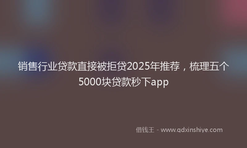销售行业贷款直接被拒贷2025年推荐，梳理五个5000块贷款秒下app