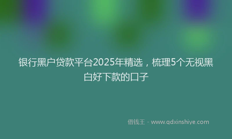 银行黑户贷款平台2025年精选，梳理5个无视黑白好下款的口子