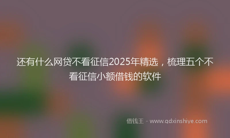 还有什么网贷不看征信2025年精选，梳理五个不看征信小额借钱的软件