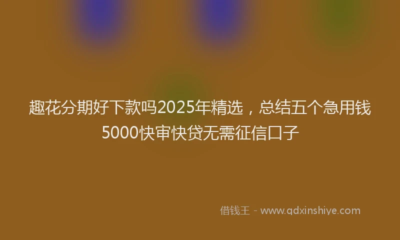 趣花分期好下款吗2025年精选，总结五个急用钱5000快审快贷无需征信口子