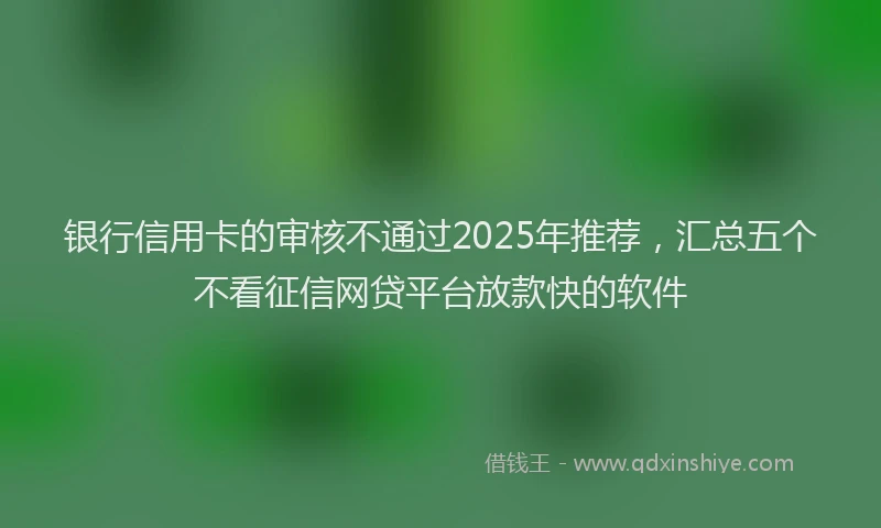 银行信用卡的审核不通过2025年推荐，汇总五个不看征信网贷平台放款快的软件