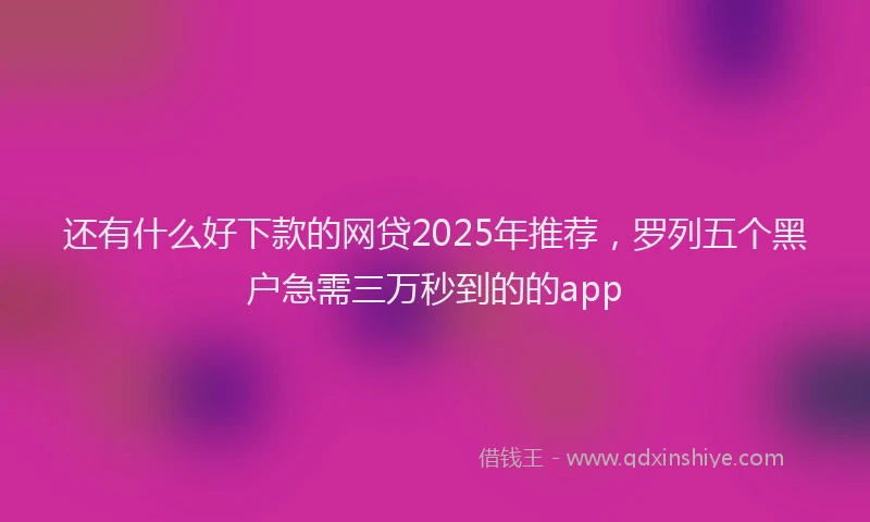 还有什么好下款的网贷2025年推荐，罗列五个黑户急需三万秒到的的app
