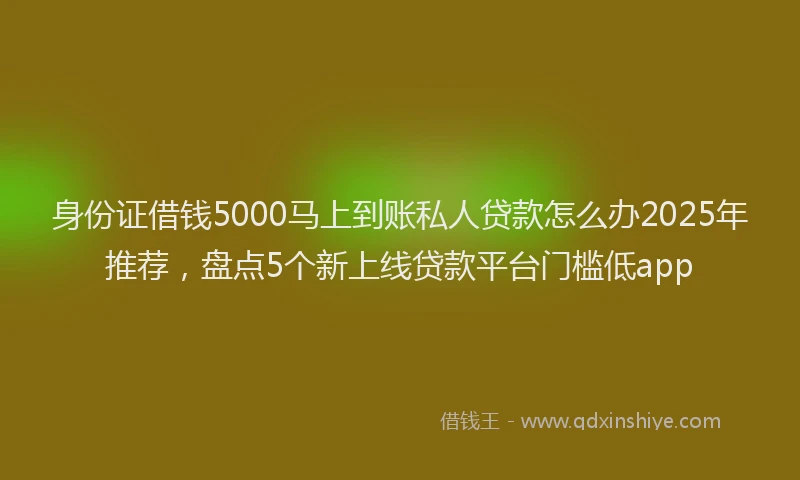 身份证借钱5000马上到账私人贷款怎么办2025年推荐，盘点5个新上线贷款平台门槛低app