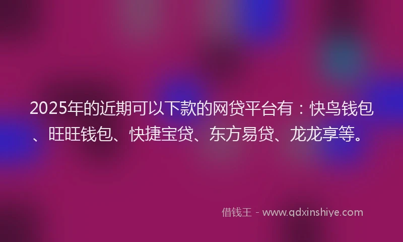 2025年的近期可以下款的网贷平台有：快鸟钱包、旺旺钱包、快捷宝贷、东方易贷、龙龙享等。