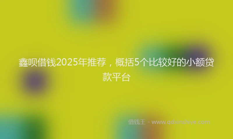 鑫呗借钱2025年推荐，概括5个比较好的小额贷款平台