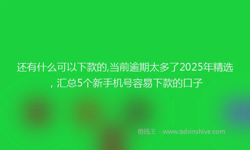 还有什么可以下款的,当前逾期太多了2025年精选，汇总5个新手机号容易下款的口子