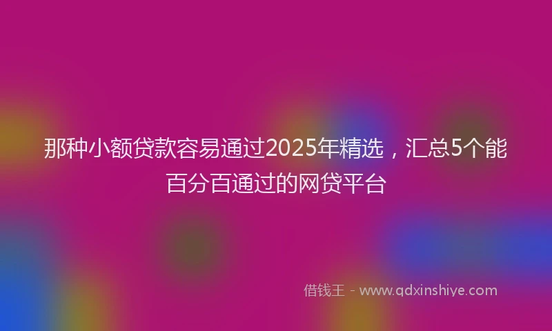 那种小额贷款容易通过2025年精选，汇总5个能百分百通过的网贷平台