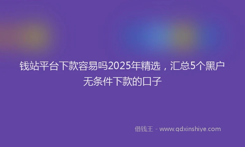 钱站平台下款容易吗2025年精选，汇总5个黑户无条件下款的口子