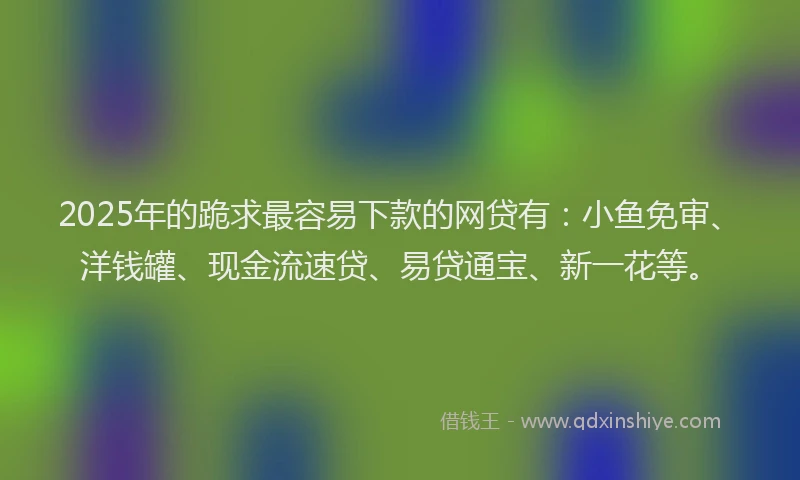2025年的跪求最容易下款的网贷有：小鱼免审、洋钱罐、现金流速贷、易贷通宝、新一花等。