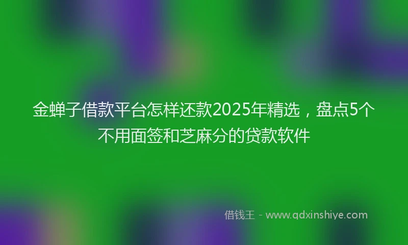 金蝉子借款平台怎样还款2025年精选，盘点5个不用面签和芝麻分的贷款软件