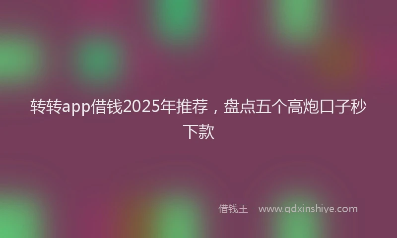 转转app借钱2025年推荐，盘点五个高炮口子秒下款