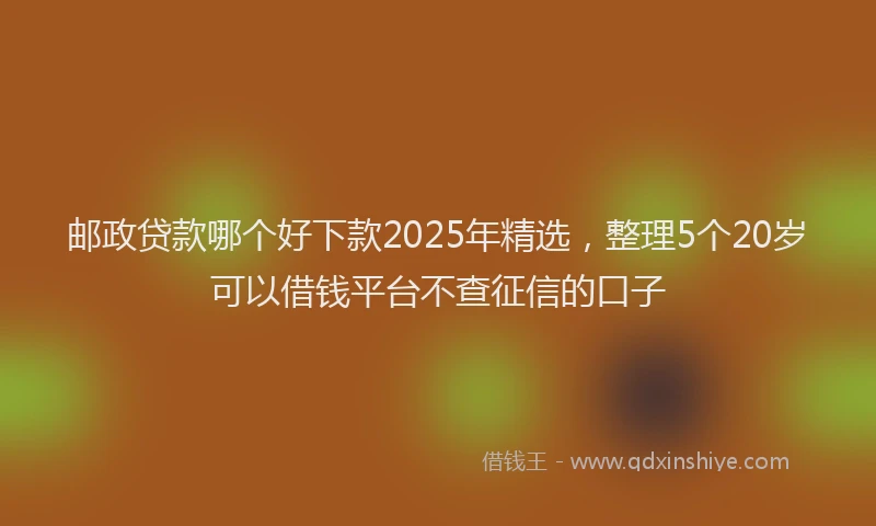 邮政贷款哪个好下款2025年精选，整理5个20岁可以借钱平台不查征信的口子