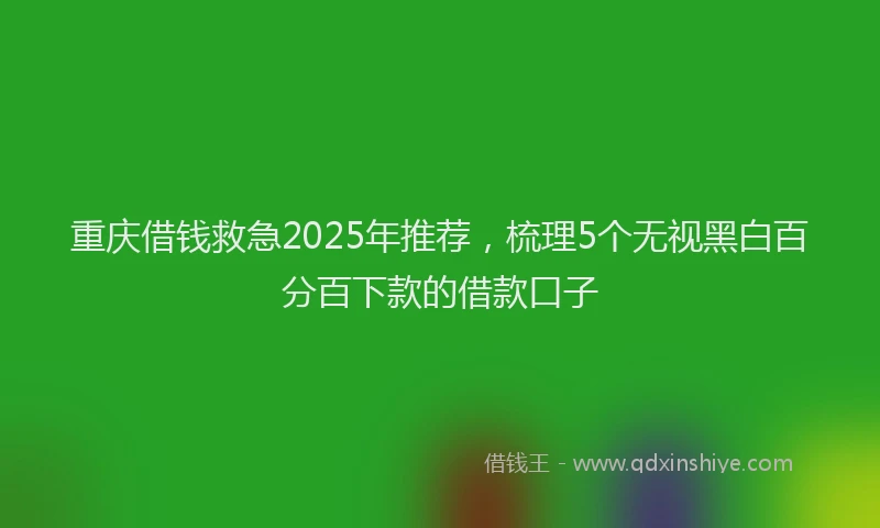 重庆借钱救急2025年推荐，梳理5个无视黑白百分百下款的借款口子