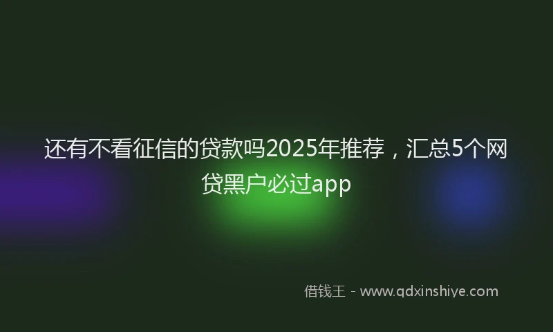 还有不看征信的贷款吗2025年推荐，汇总5个网贷黑户必过app