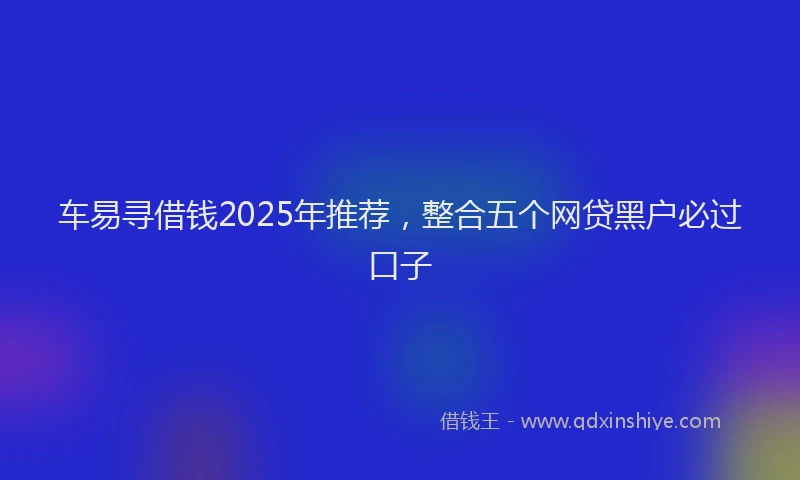 车易寻借钱2025年推荐，整合五个网贷黑户必过口子