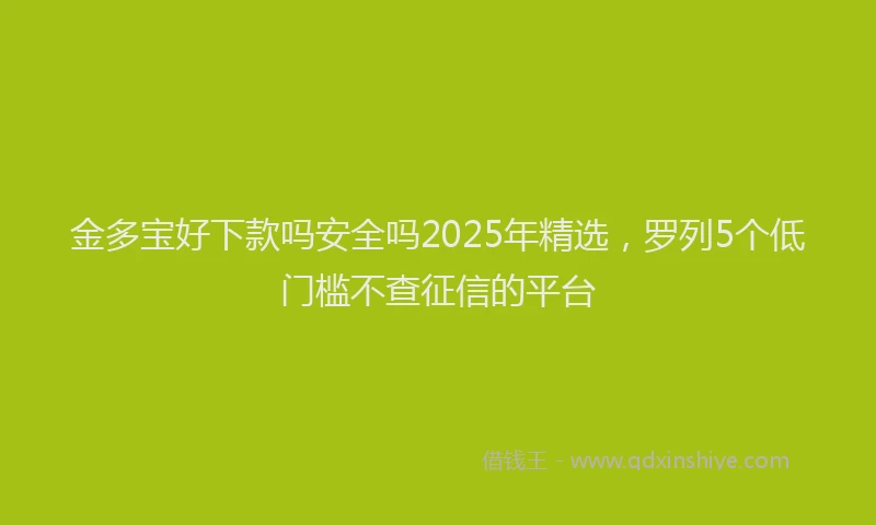 金多宝好下款吗安全吗2025年精选，罗列5个低门槛不查征信的平台