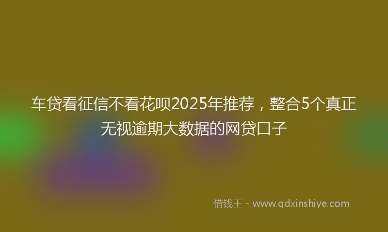 车贷看征信不看花呗2025年推荐，整合5个真正无视逾期大数据的网贷口子