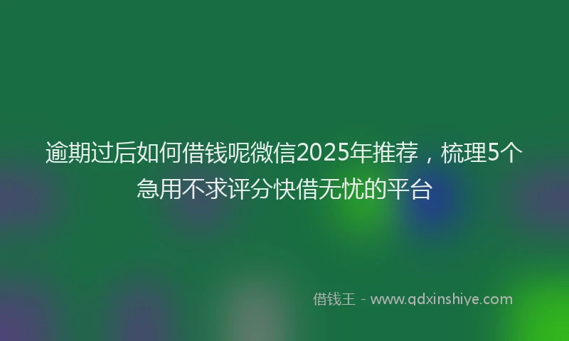 逾期过后如何借钱呢微信2025年推荐，梳理5个急用不求评分快借无忧的平台