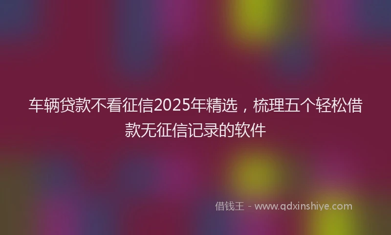 车辆贷款不看征信2025年精选，梳理五个轻松借款无征信记录的软件